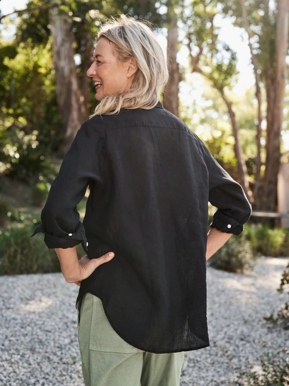Frank & Eileen | 100% Italian Cotton Grayson Button-Down Shirt in Black ~ Large - Picture 2 of 8